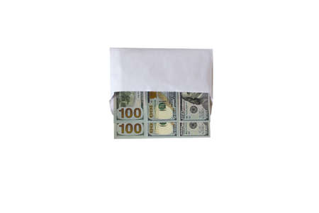 Money dollars lies in an envelope on a white.の写真素材