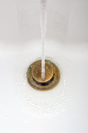 water flows into the washbasin