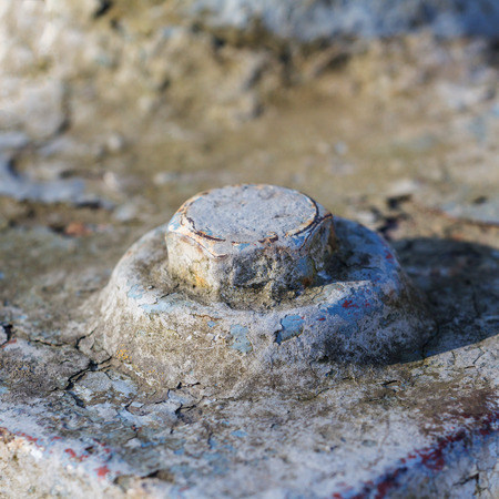 old painted iron bolt with nutの写真素材