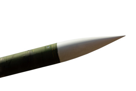 Rocket on a white background, nuclear weapons of mass destructionの写真素材
