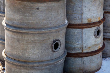 Empty fuel barrels at an abandoned military base