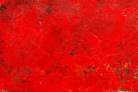 Abstract grunge decorative red background with acrylic paint on canvasの写真素材