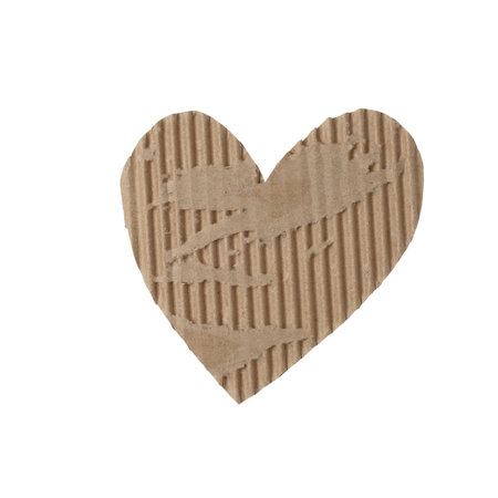 Cardboard heart on a white isolated background. Stock photo for the day of St. Valentine with empty space for your text. For print, postcards and wallpaperの写真素材