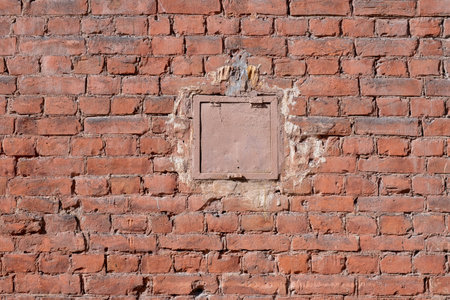 Old red brick wall texture background with copy space for text or imageの写真素材