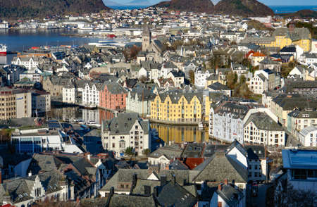 Beautiful townscape of Ãlesund (Norway)の写真素材