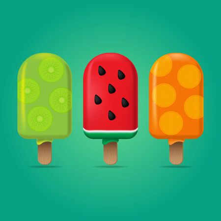 Juicy ice cream, Funny Summer vector.のイラスト素材