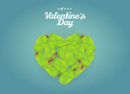 Happy valentines day with Fruit  heart blue background. Vector illustrationのイラスト素材