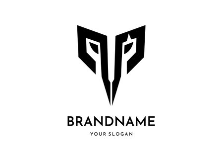warrior logotype emblem, modern creative trendy brand symbol. Alphabet logotype vector designのイラスト素材