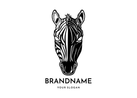 Zebra head face logo vector icon, concept black and white color, animal logo emblem, design elements, simple illustrationのイラスト素材