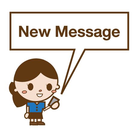 business woman reading a text messageのイラスト素材