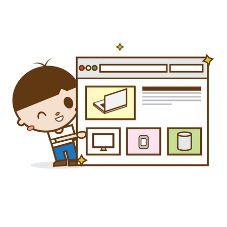 Men Showing the new Websiteのイラスト素材