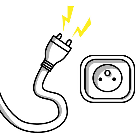 Illustration of an unplugged cable and a socketのイラスト素材