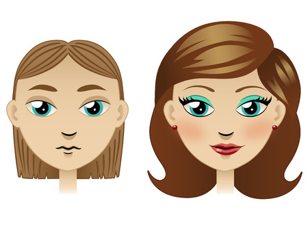 Girl with new haircut and make-upのイラスト素材