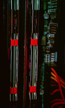 Close-up of a row of electronic components.