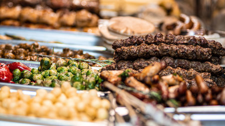 street food, with good light and blur