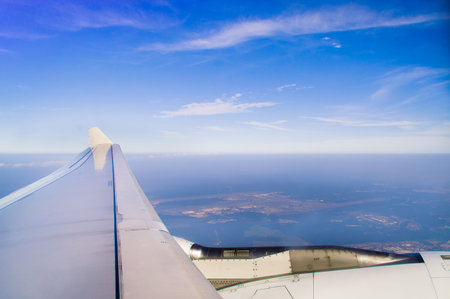 Skyline view from the planeの写真素材