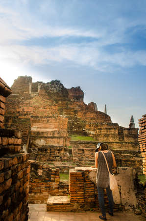 Imperfect buddha statues in Wat Mahathat, Ayutthaya Historical Park Siamの写真素材