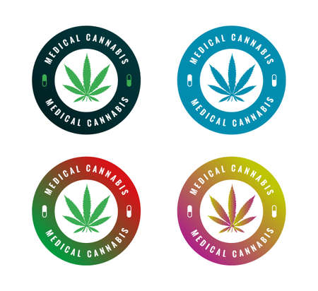 medical cannabis label gold sticker design backgroundのイラスト素材