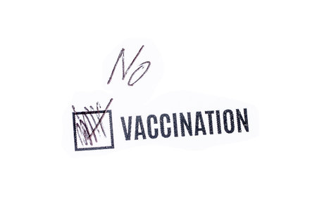 Vaccination - No. The negative answer in the questionnaire. Concept - Not vaccinated, waiting for the vaccine.の写真素材