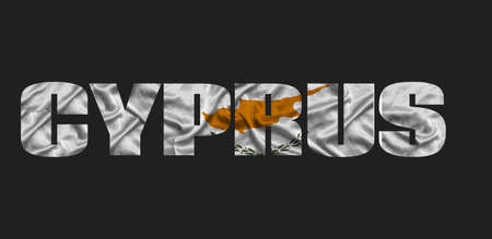 The word Cyprus in the colors of the waving Cyprus flag. Country name on isolated background. image - illustration.の写真素材