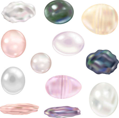 This illustration is a set of freshwater pearls のイラスト素材