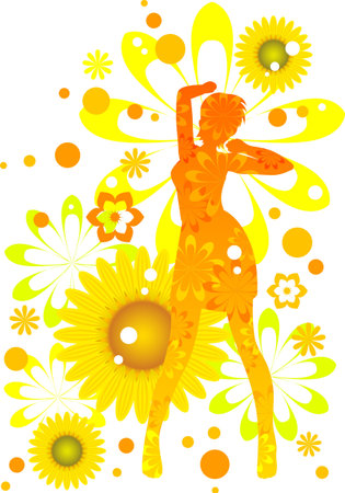 Sunflower and girlのイラスト素材