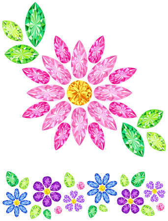 Jewel was placed in the form of pink flowersのイラスト素材