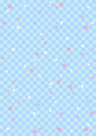 Background pattern of Japanese cherry blossoms and checkered patternのイラスト素材