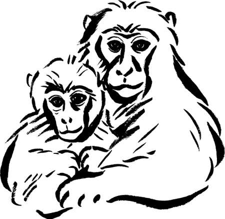 Japanese style illustrations of Monkeyのイラスト素材