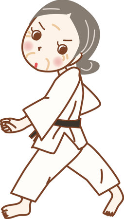 A cheerful old man who enjoys martial arts.のイラスト素材