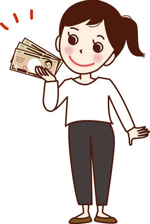 Girl willing to have money.のイラスト素材
