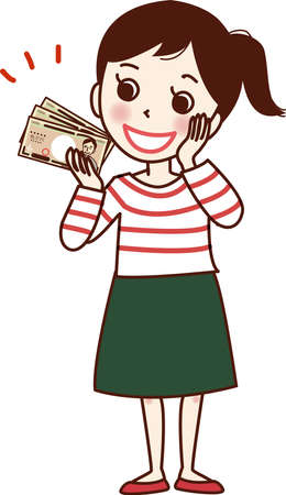 Girl willing to have money.のイラスト素材