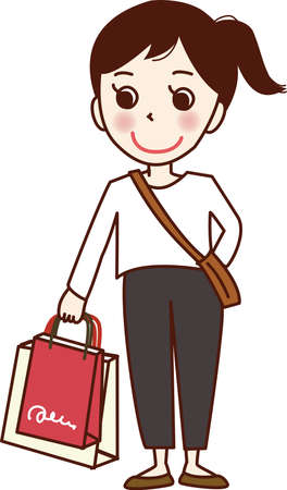 A girl shopping.のイラスト素材