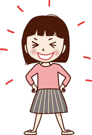 Girl laughing with her hands on her hips.のイラスト素材