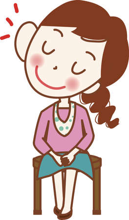 Girl sitting in chair listening to story.のイラスト素材