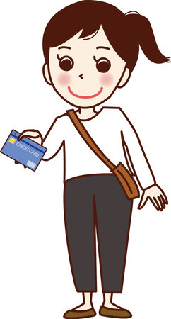 Girl paying by credit card.のイラスト素材