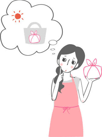 Woman with lunch and worried about temperature.のイラスト素材