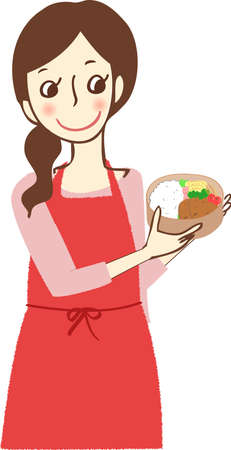 Woman with bento.のイラスト素材