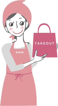 Woman with takeaway goods.のイラスト素材