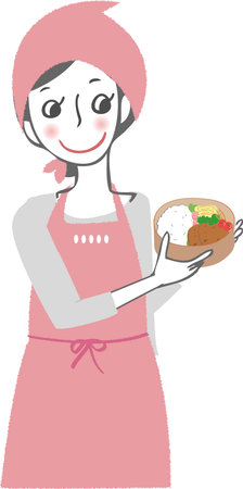 Woman with lunch.のイラスト素材