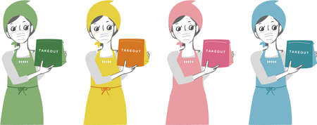 Woman with takeaway goods.のイラスト素材