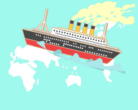 A luxurious cruise ship that travels the world.のイラスト素材