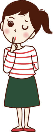 Young woman with finger on mouth.のイラスト素材