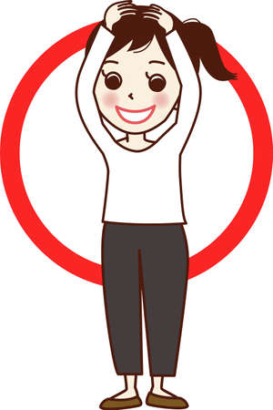 Smiling young woman posing for "round".のイラスト素材