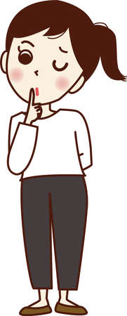 Young woman with finger on mouth.のイラスト素材