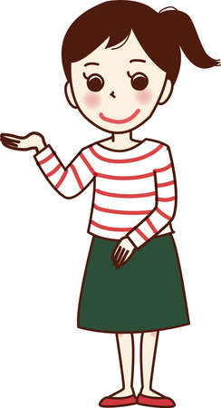 The woman who is guiding. Here. Please come here.のイラスト素材