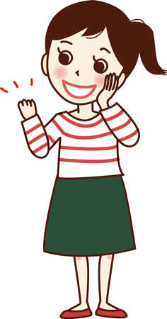 Young woman with hands on cheeks and gutsy pose.のイラスト素材