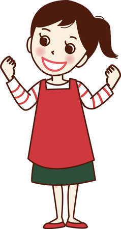 Smiling young woman in apron.のイラスト素材