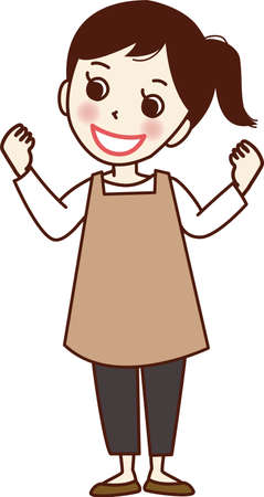 Smiling young woman in apron.のイラスト素材
