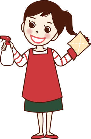 Smiling woman with spray and rag.のイラスト素材